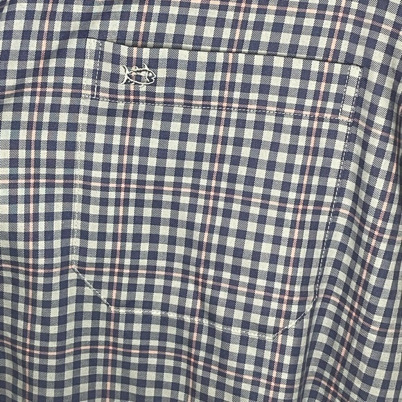 Southern Tide Shirt Mens Medium Blue Gingham Button Up Skipjack Logo Long Sleeve - Picture 6 of 12